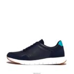 Men ANATOMIFLEX Leather-Mix Trainers Fitflop 882F346 Midnight Navy