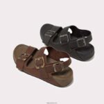 Men GOGH MOC Buckle Nubuck Sandals Fitflop 882F115 Black - Image 5