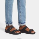 Men GOGH MOC Buckle Nubuck Slides Fitflop 882F112 Black - Image 2