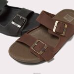 Men GOGH MOC Buckle Nubuck Slides Fitflop 882F112 Black - Image 5