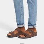 Men GOGH MOC Buckle Nubuck Slides Fitflop 882F113 Brown Mix - Image 2