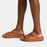 Men SAMEL Adjustable Leather Slides Fitflop 882F122 Light Tan - Image 2