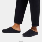 Men SHOVE Felt Slippers Fitflop 882F359 All Black - Image 2