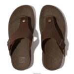 Men TRAKK II Buckle Nubuck Toe-Posts Fitflop 882F110 Brown Mix - Image 3