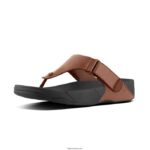 Men TRAKK II Leather Flip Flops Fitflop 882F119 Dark Tan - Image 4