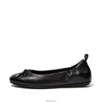 Women ALLEGRO Bow Leather Ballet Pumps Fitflop 882F290 All Black