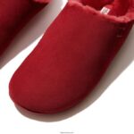 Women CHRISSIE Shearling-Lined Suede Slippers Fitflop 882F333 Rich Red - Image 3