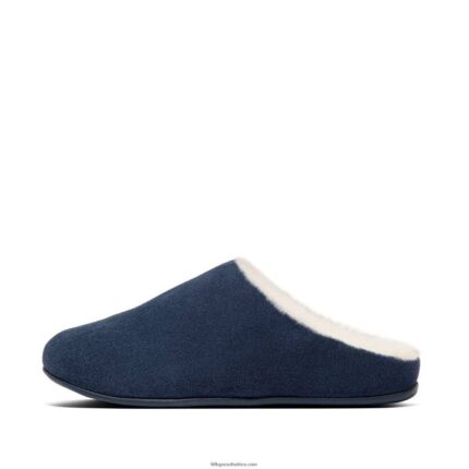 Women CHRISSIE Shearling Suede Slippers Fitflop 882F328 Midnight Navy