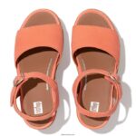Women ELOISE Cork-Wrap Suede Wedge Sandals Fitflop 882F62 Sunshine Coral - Image 3