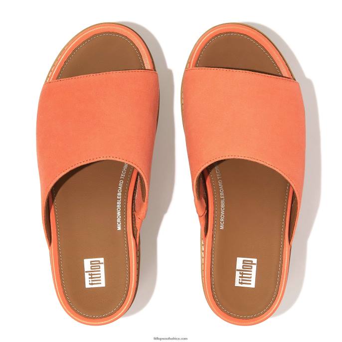 Women ELOISE Cork-Wrap Suede Wedge Slides Fitflop 882F155 Sunshine Coral - Image 5