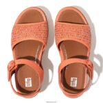 Women ELOISE Cork-Wrap Woven Back-Strap Wedge Sandals Fitflop 882F49 Sunshine Coral - Image 3