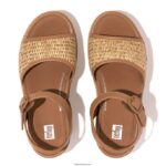 Women ELOISE Cork-Wrap Woven Back-Strap Wedge Sandals Fitflop 882F50 Latte Tan/Ivory - Image 3