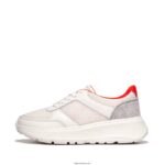 Women F-MODE E01 Leather-Mix Flatform Trainers Fitflop 882F217 Urban White Mix