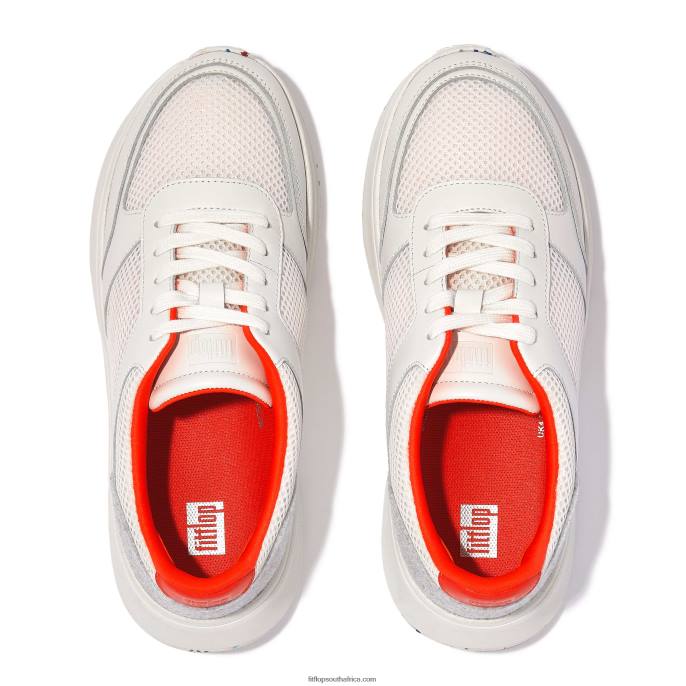 Women F-MODE E01 Leather-Mix Flatform Trainers Fitflop 882F217 Urban White Mix - Image 3