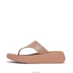 Women F-MODE Leather Flatform Toe-Post Sandals Fitflop 882F134 Beige