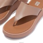 Women F-MODE Leather Flatform Toe-Post Sandals Fitflop 882F134 Beige - Image 4