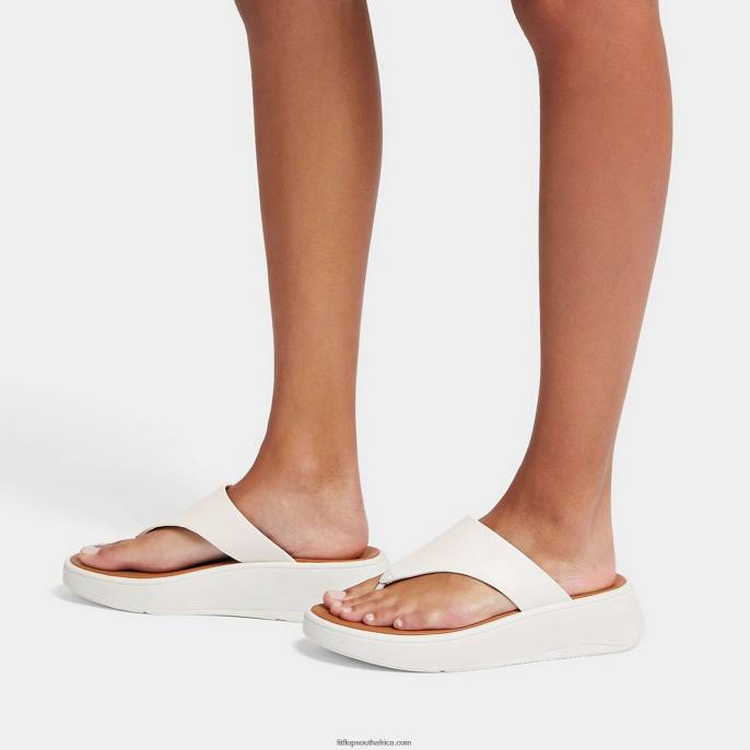 Women F-MODE Leather Flatform Toe-Post Sandals Fitflop 882F137 Cream - Image 2