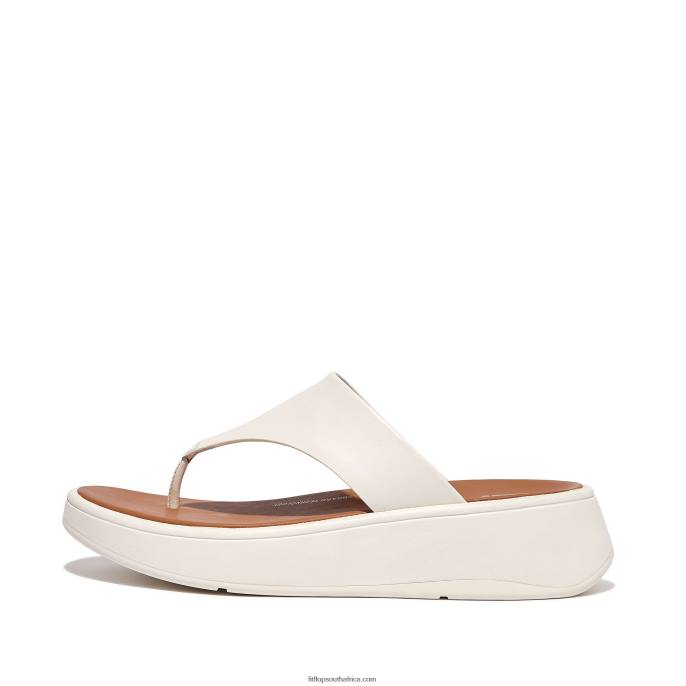 Women F-MODE Leather Flatform Toe-Post Sandals Fitflop 882F137 Cream - Image 1