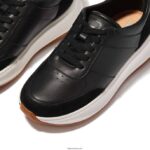 Women F-MODE Leather/Suede Flatform Trainers Fitflop 882F214 Black - Image 4