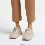 Women F-MODE Leather/Suede Flatform Trainers Fitflop 882F216 Stone Beige - Image 3