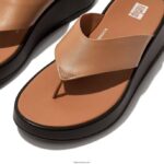 Women F-MODE Luxe Leather Flatform Toe-Post Sandals Fitflop 882F126 Latte Tan - Image 3