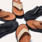 Women F-MODE Luxe Leather Flatform Toe-Post Sandals Fitflop 882F126 Latte Tan - Image 5