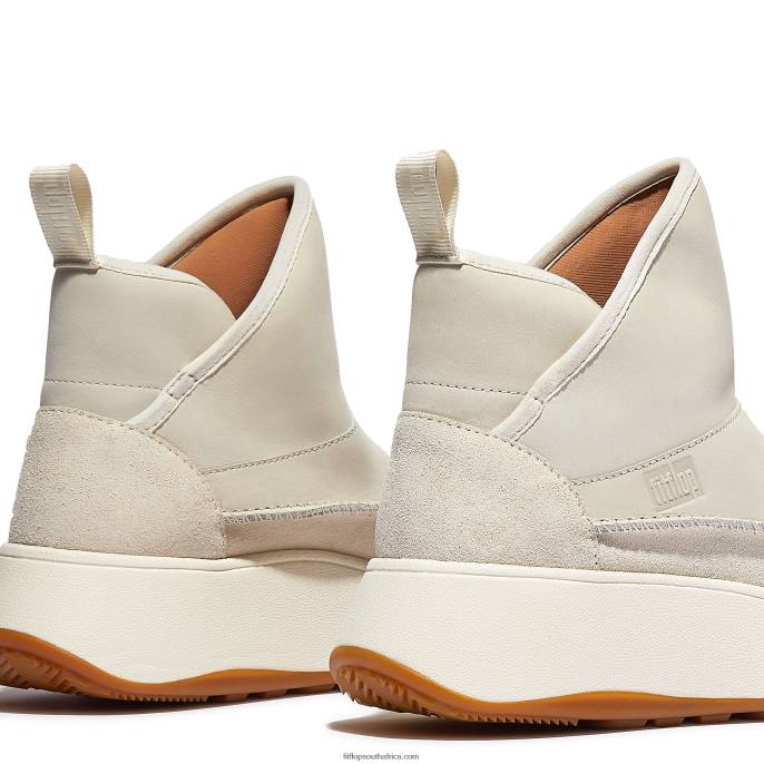 Women F-MODE Nubuck-Mix Flatform Bootie Trainers Fitflop 882F296 Cream - Image 4
