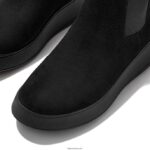 Women F-MODE Suede Flatform Chelsea Boots Fitflop 882F294 All Black - Image 3