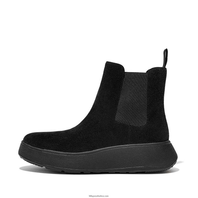 Women F-MODE Suede Flatform Chelsea Boots Fitflop 882F294 All Black - Image 1