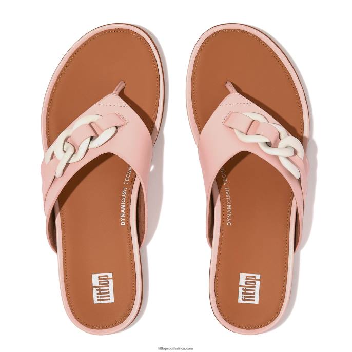 Women GRACIE Chain Leather Toe-Post Sandals Fitflop 882F132 Pink Salt - Image 4