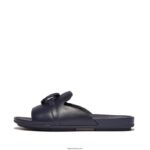 Women GRACIE Circlet Leather Slides Fitflop 882F189 Midnight Navy