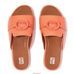 Women GRACIE Circlet Leather Slides Fitflop 882F190 Sunshine Coral - Image 3