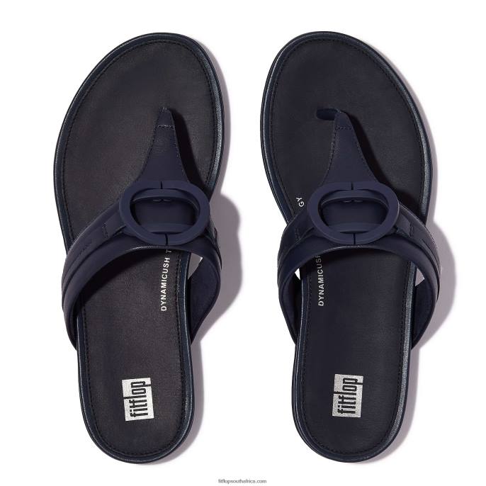 Women GRACIE Circlet Leather Toe-Post Sandals Fitflop 882F146 Midnight Navy - Image 3