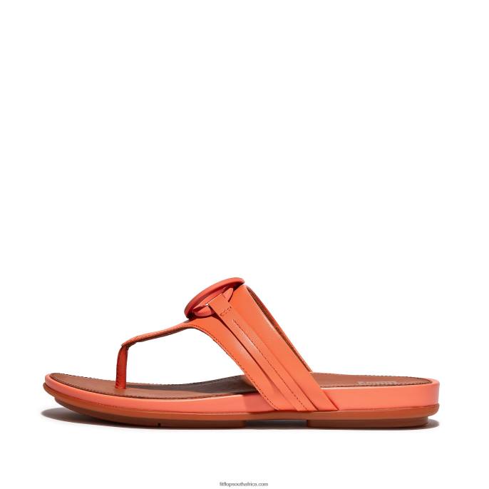 Women GRACIE Circlet Leather Toe-Post Sandals Fitflop 882F147 Sunshine Coral - Image 1