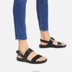 Women GRACIE Leather Back-Strap Sandals Fitflop 882F66 All Black - Image 2