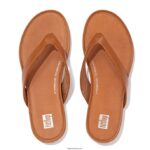 Women GRACIE Leather Flip Flops Fitflop 882F12 Light Tan - Image 3