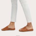 Women GRACIE Leather Slides Fitflop 882F195 Light Tan - Image 2