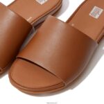 Women GRACIE Leather Slides Fitflop 882F195 Light Tan - Image 4