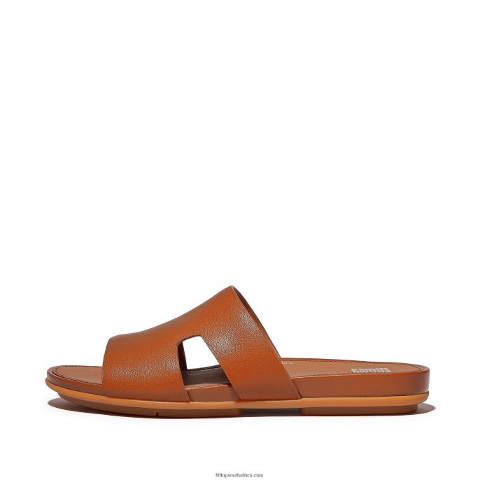 Women GRACIE Leather Slides With Toe Post Fitflop 882F142 Light Tan - Image 1