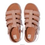 Women GRACIE Matt-Buckle Leather Fisherman Sandals Fitflop 882F45 Beige - Image 3