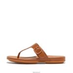 Women GRACIE Matt-Buckle Leather Toe-Post Sandals Fitflop 882F74 All Tan