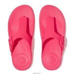 Women IQUSHION Adjustable Buckle Flip Flops Fitflop 882F2 Pop Pink - Image 3