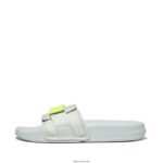 Women IQUSHION Adjustable Water-Resistant Slides Fitflop 882F107 Blue/Yellow