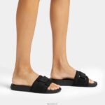 Women IQUSHION Adjustable Water-Resistant Slides Fitflop 882F108 All Black - Image 2