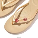Women IQUSHION CHARMS Peace Sign Resin Charms 2-Pack Fitflop 882F38 Neon Orange - Image 2