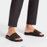 Women IQUSHION E01 Felt Slides Fitflop 882F175 All Black - Image 2