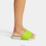 Women IQUSHION E01 Neon Felt Slides Fitflop 882F176 Electric Yellow - Image 2