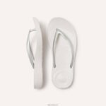 Women IQUSHION Ergonomic Flip Flops Fitflop 882F21 Silver - Image 5