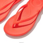 Women IQUSHION Ergonomic Flip Flops Fitflop 882F22 Neon Orange - Image 3