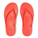 Women IQUSHION Ergonomic Flip Flops Fitflop 882F22 Neon Orange - Image 4